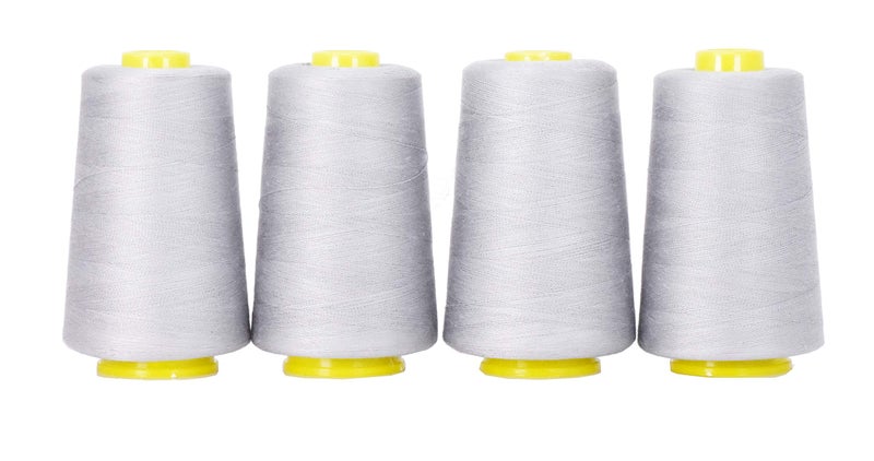 Mandala Crafts 4 Pack of Serger Threads Cones Spools - 40S/2 24000 Yards Polyester Gray Threads for Sergers Machine and Overlock Quilting Sewing Machine - Image 1